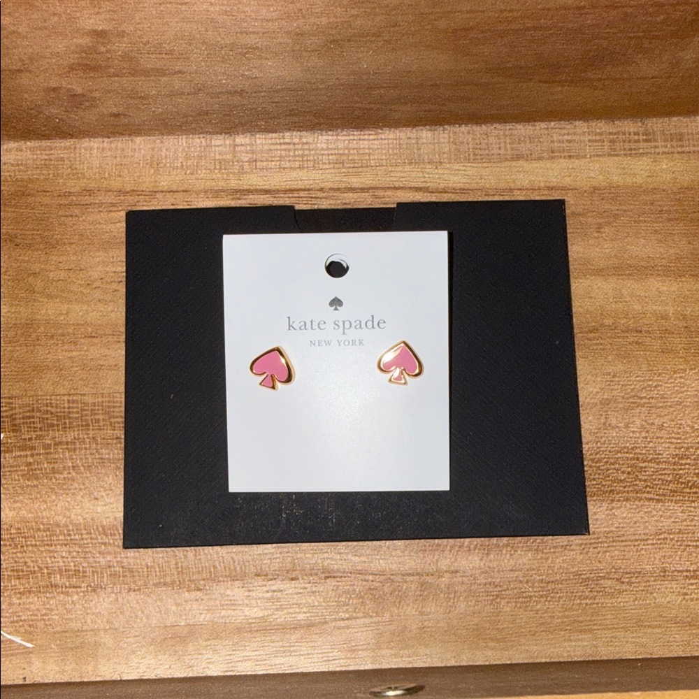 Kate Spade Pink Heart Spade Earrings